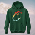 Cotton Made Artistic Angler Hook Hoodie Forest Green