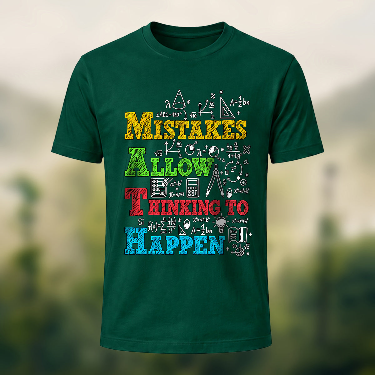Witty Math Education Combed Cotton T-Shirt Forest Green