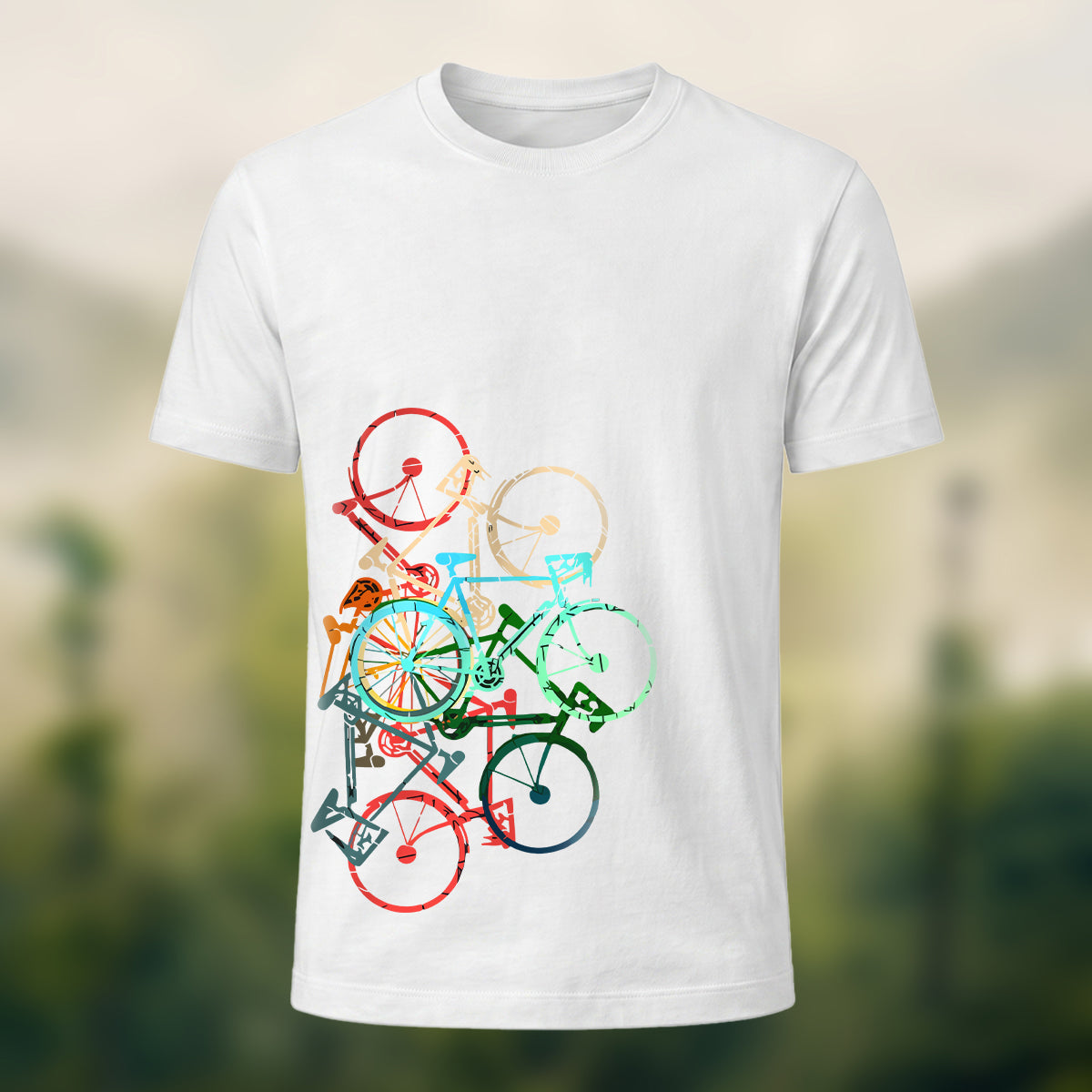 Bicycle-Printed Combed Cotton Casual T-Shirt White