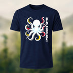 Artistic Oceanic Octopus Soft Cotton T-Shirt Navy