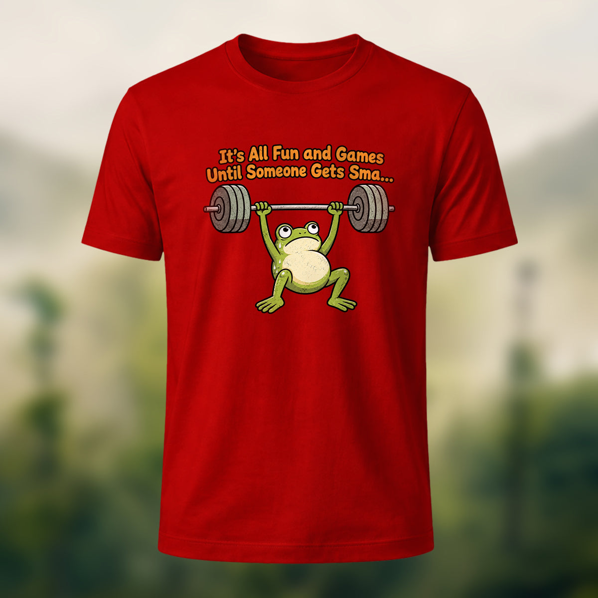 Lighthearted Fitness Frog Soft Cotton T-Shirt Red