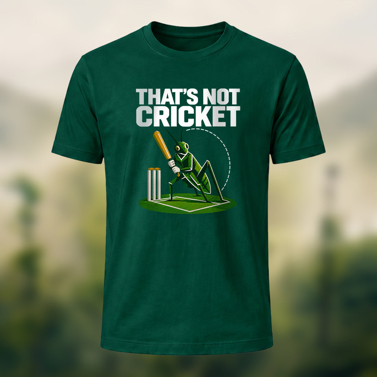 Humorous Cricket Pun Premium Cotton T-Shirt Forest Green