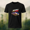 Nearly On Time Train Print Casual Cotton T-Shirt Black