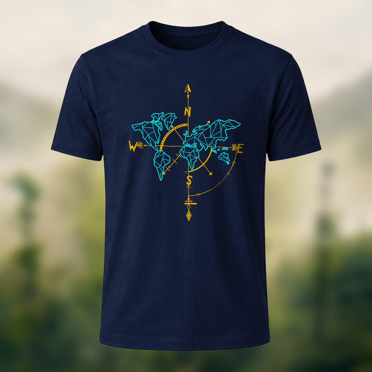 Vintage World Map Compass Soft Cotton T-Shirt White