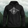 Cotton Made Rugged Mountain Compass Hoodie Black