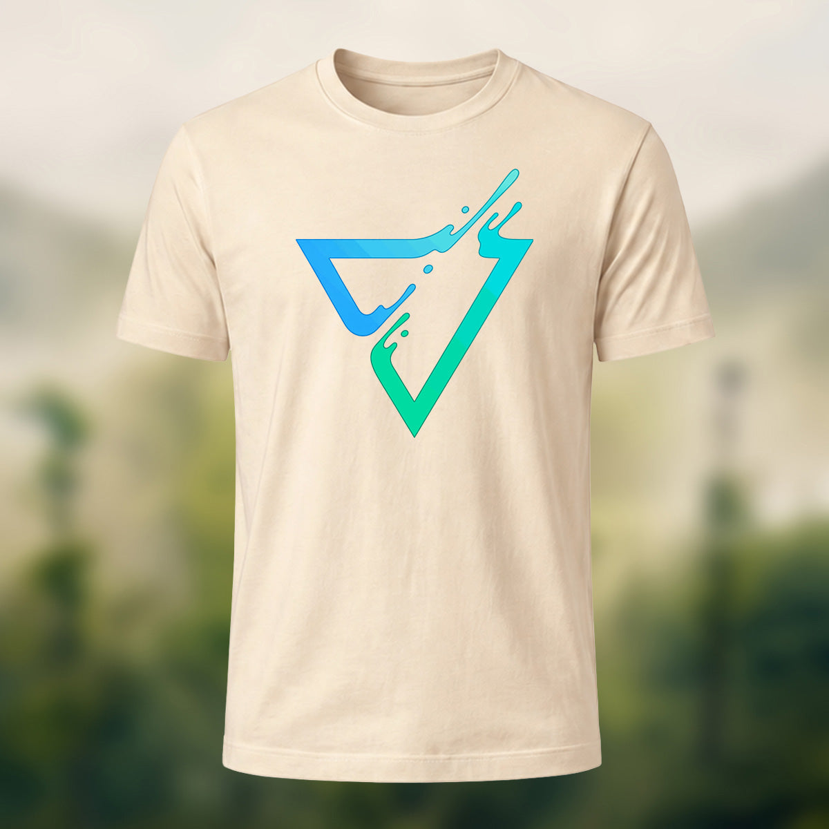 Minimal Triangle Print Soft Cotton T-Shirt Beige