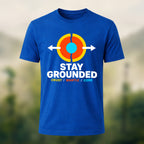 Earth Core Print Casual Soft Cotton T-Shirt Royal Blue