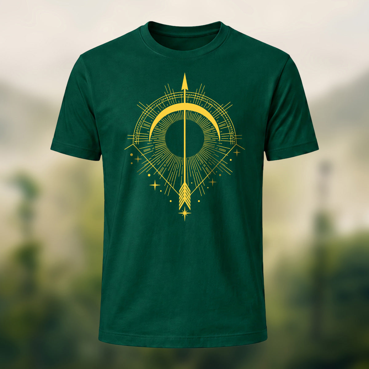 DTG Vintage Archery Print Cotton T-Shirt Forest Green