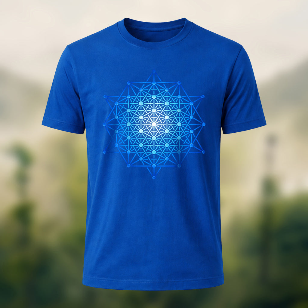 Geometric Crystal Print Premium Cotton T-Shirt Royal Blue