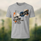 Vintage Stargazing Telescope Combed Cotton T-Shirt Heather Grey