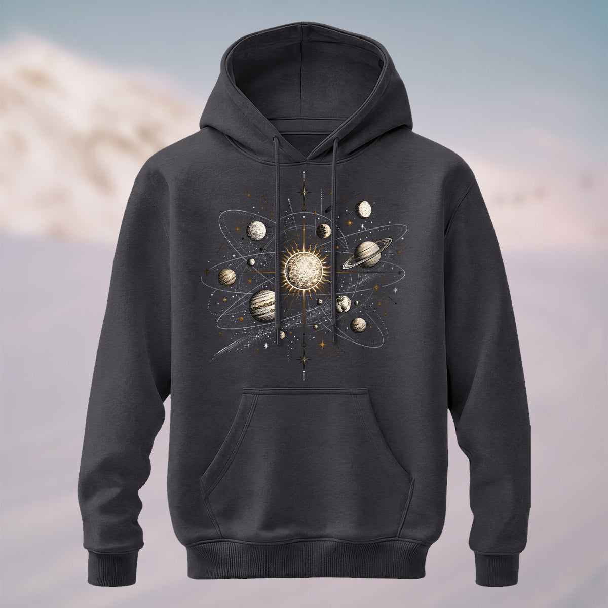 Cotton Made Mystical Solar System Hoodie Dark Grey