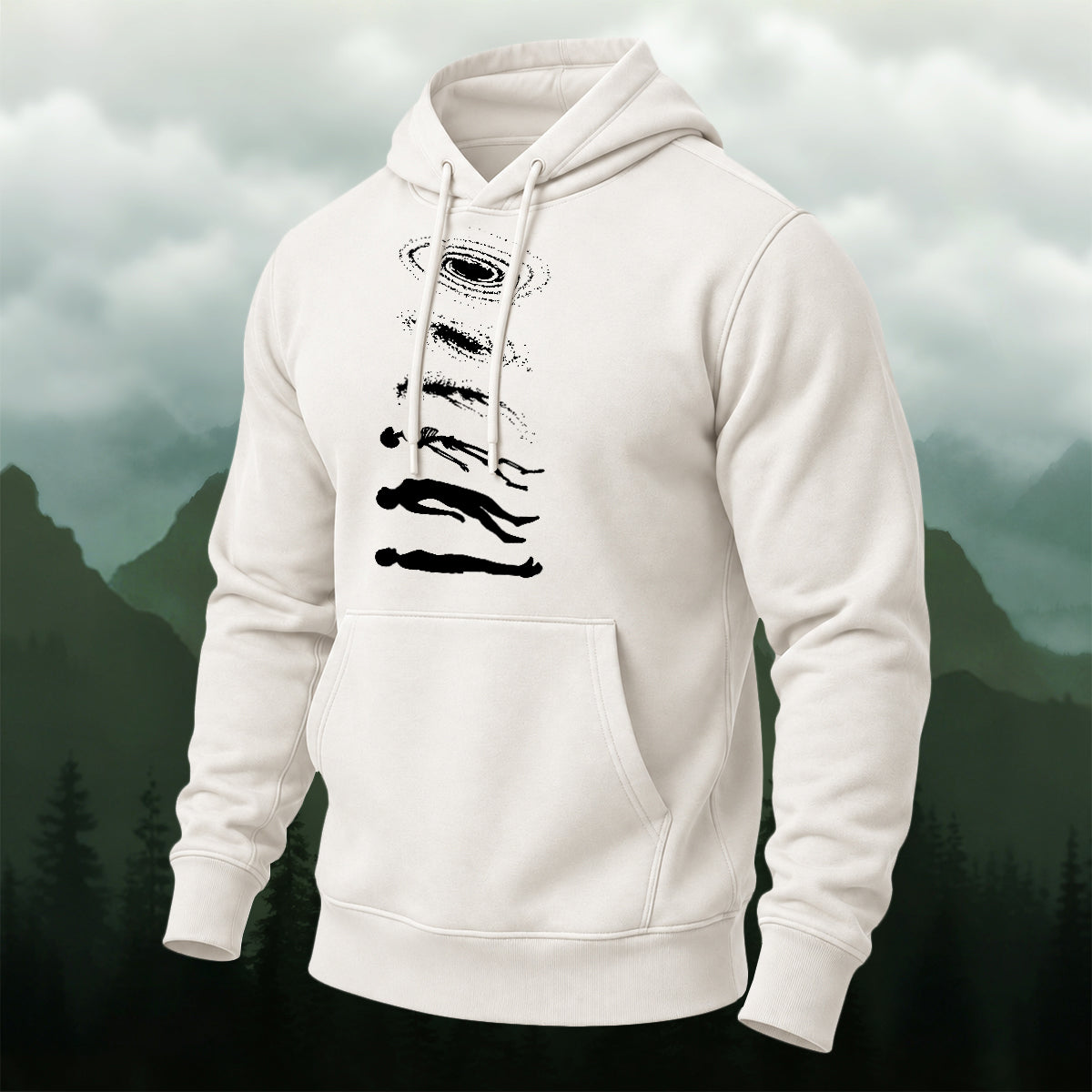 Cotton Made Mystical Galaxy Pattern Hoodie White