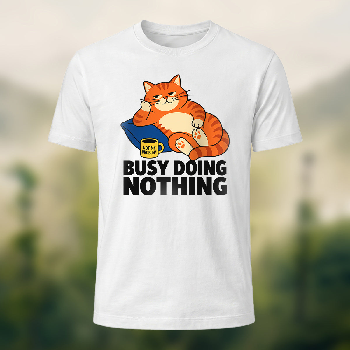 Laid-Back Cozy Cat Soft Cotton T-Shirt White