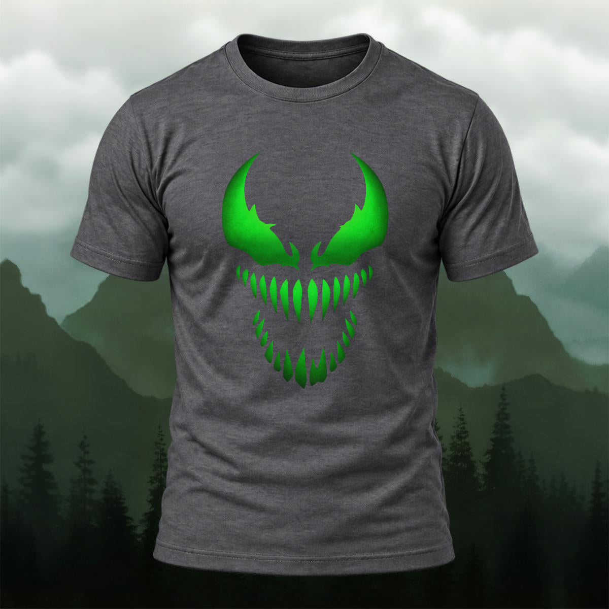 Toxic Dark Monster Face Premium Cotton T-Shirt Dkgy