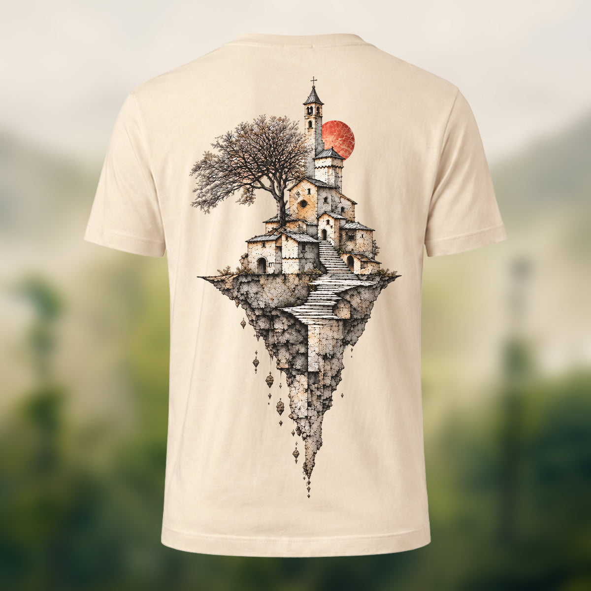 Mythic Floating Chapel Premium Cotton T-Shirt Beige