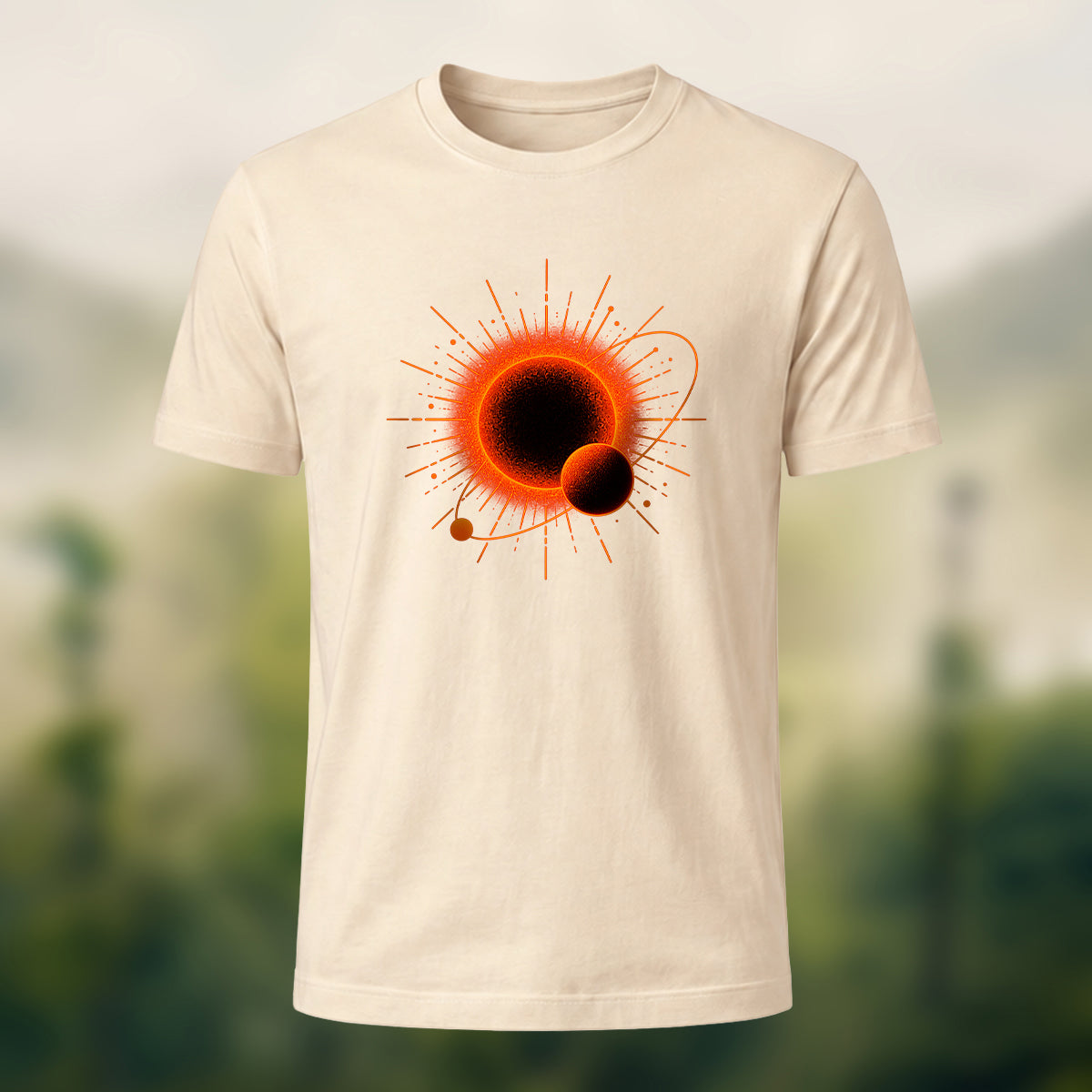 DTG Solar Planet Print Combed Cotton T-Shirt Beige