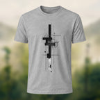 Minimalist Geometric Print Casual Cotton T-Shirt Heather Grey