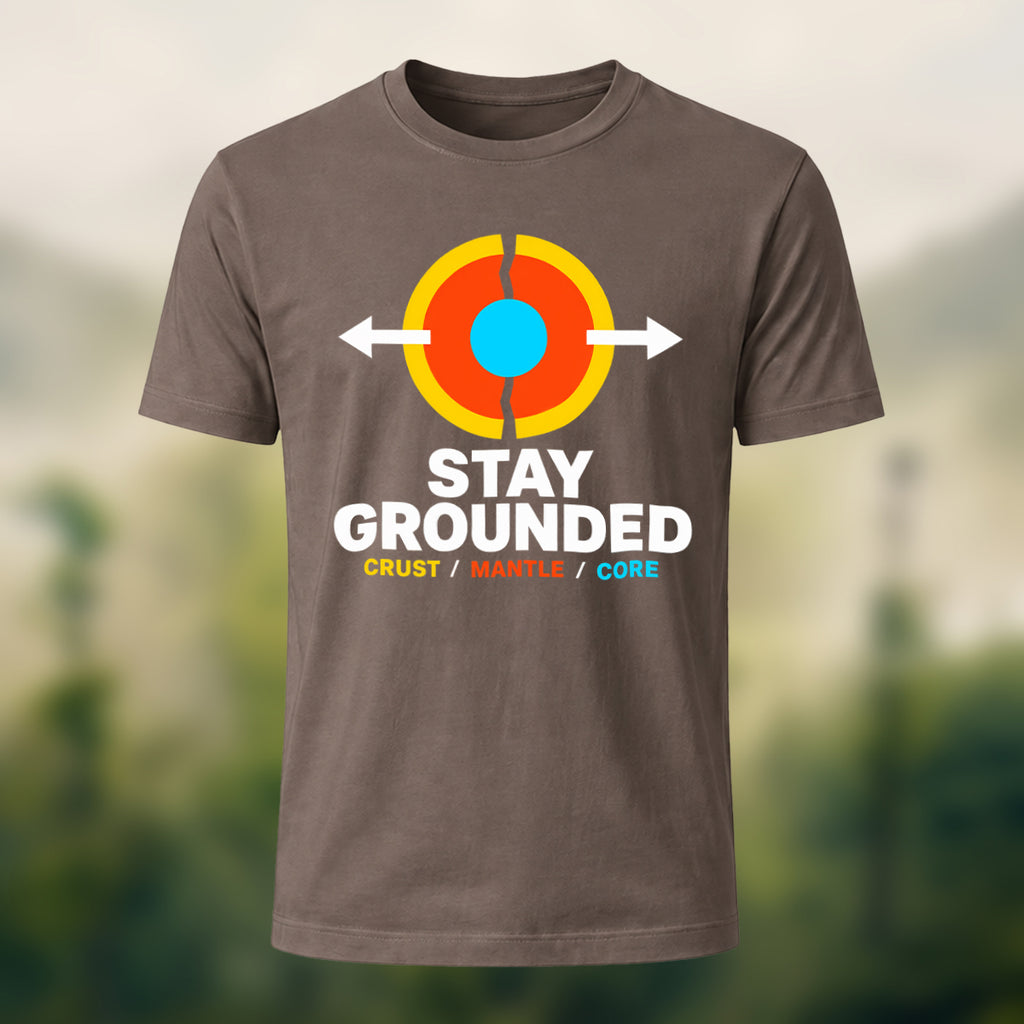 Earth Core Print Casual Soft Cotton T-Shirt Coffee