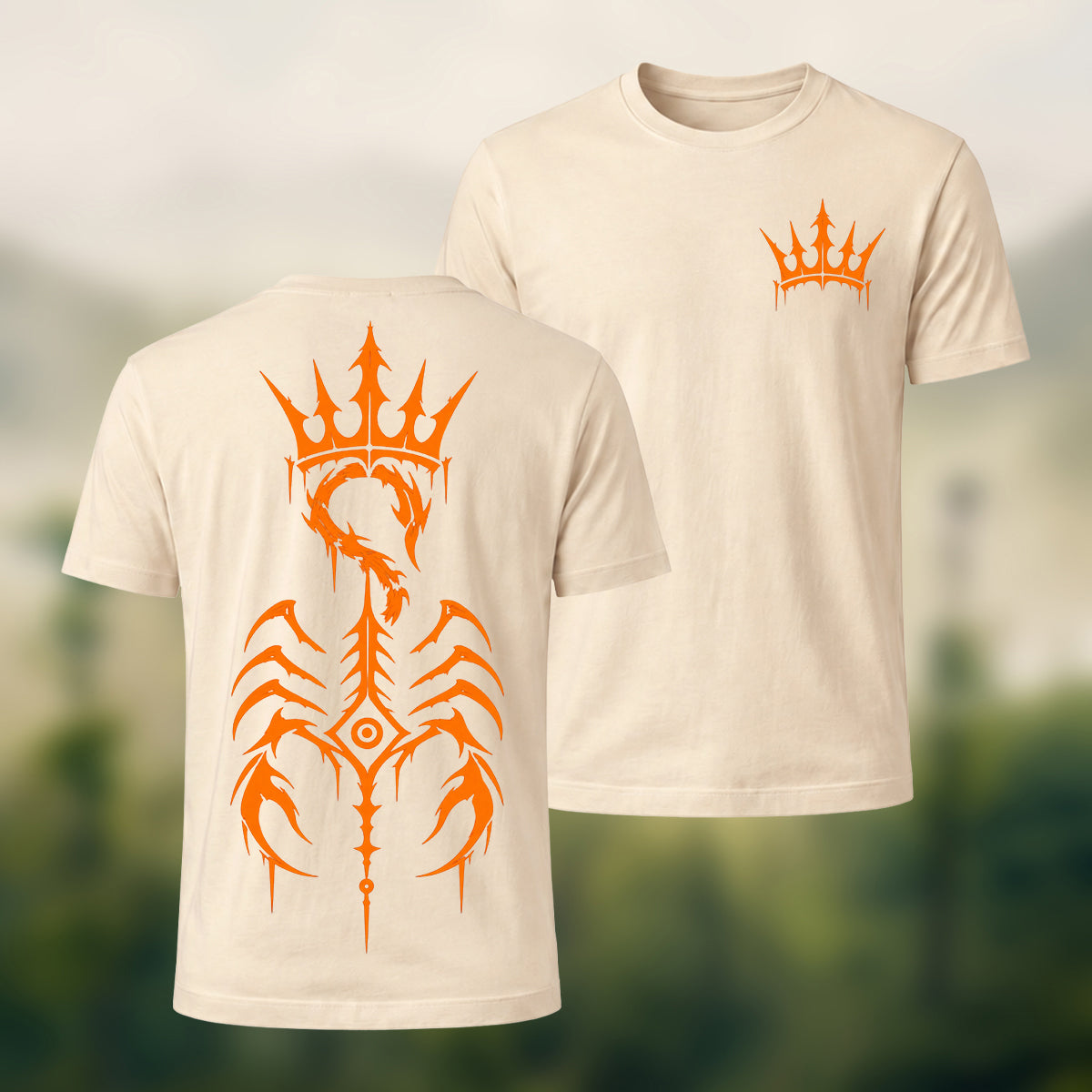 Intricate Scorpion Emblem Combed Cotton T-Shirt Beige