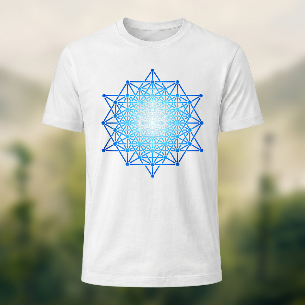Geometric Crystal Print Premium Cotton T-Shirt White