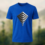 Modern Geometric Print Combed Cotton T-Shirt Royal Blue
