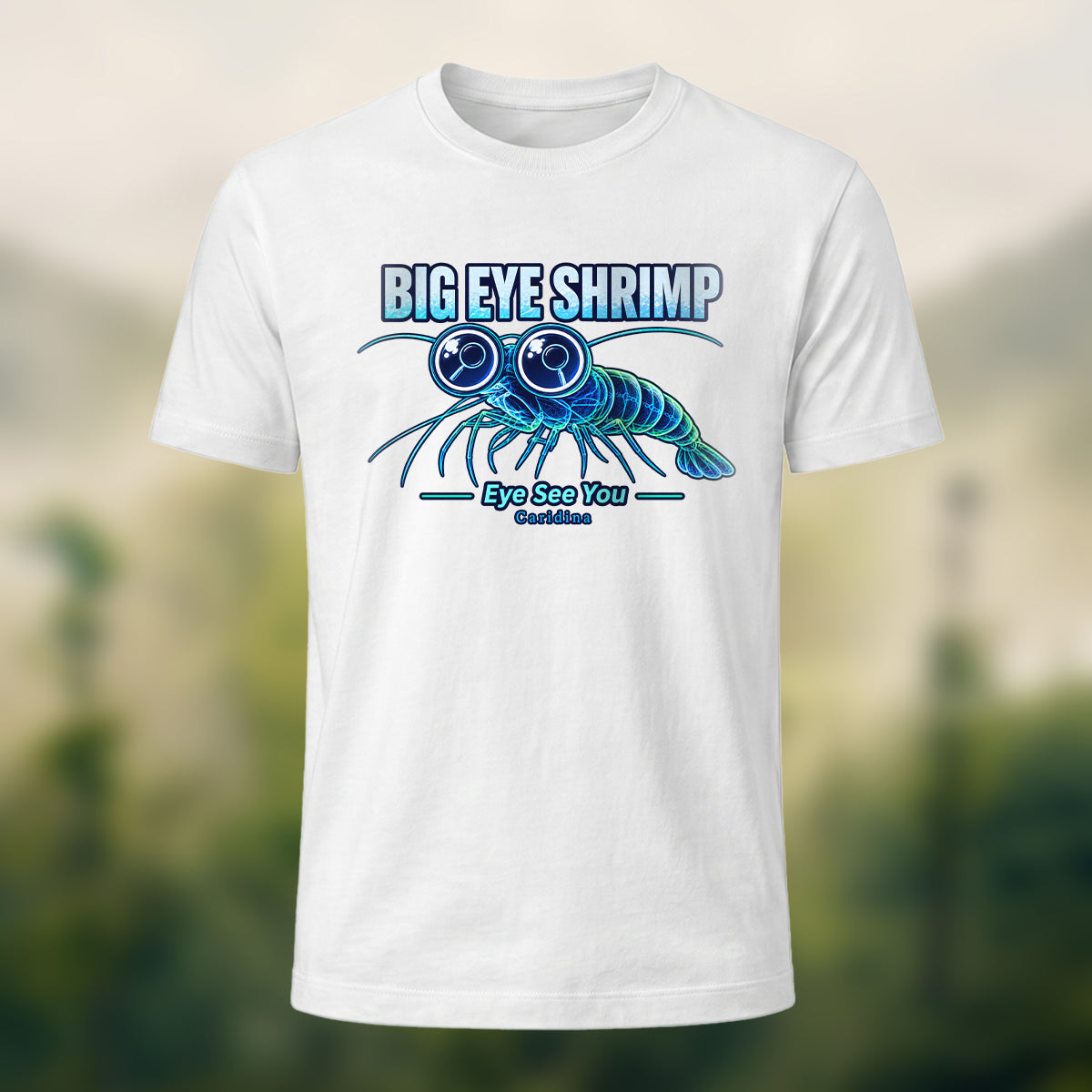 Whimsical Big Eye Shrimp Combed Cotton T-Shirt White
