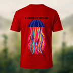 Vibrant Oceanic Jellyfish Premium Cotton T-Shirt Red