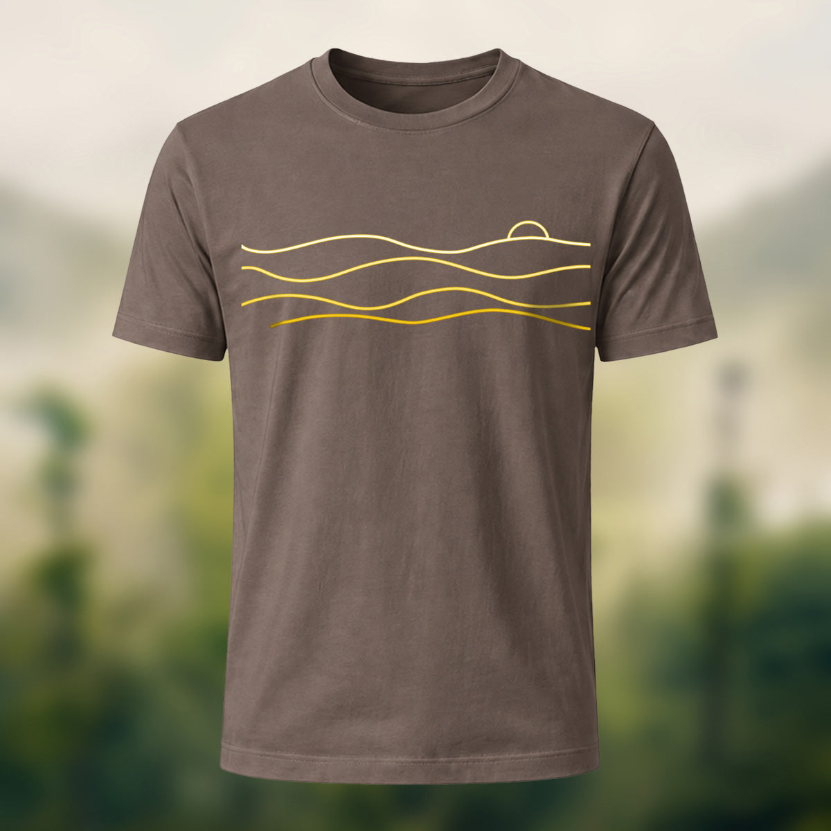 Clean Flowing Lines Combed Cotton T-Shirt Coffee