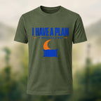 Playful Nap Illustration Combed Cotton T-Shirt Olive Green