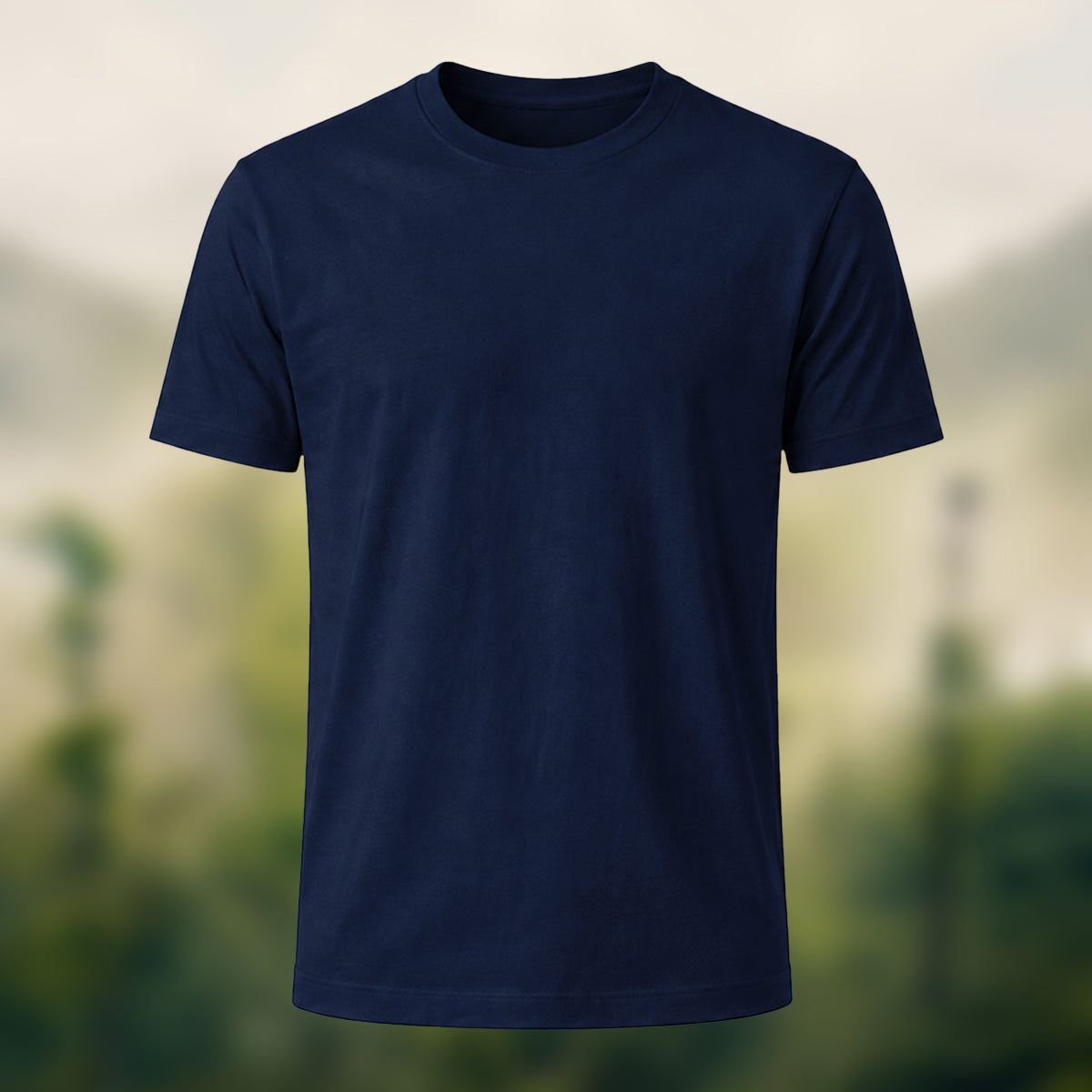 Custom Print Solid Color Short Sleeve Cotton T-shirt Navy