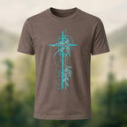 Abstract Nature Print Combed Cotton T-Shirt Coffee