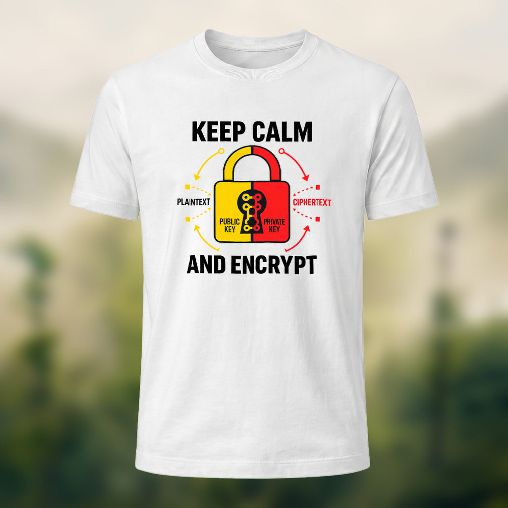 Keep Calm And Encrypt Print Casual Cotton T-Shirt White