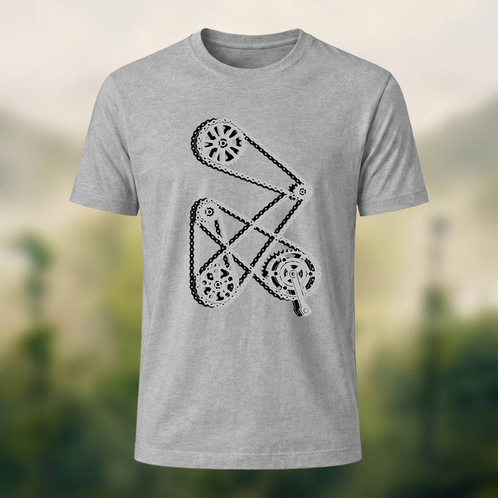 Mechanical Bicycle Chain Premium Cotton T-Shirt Heather Grey