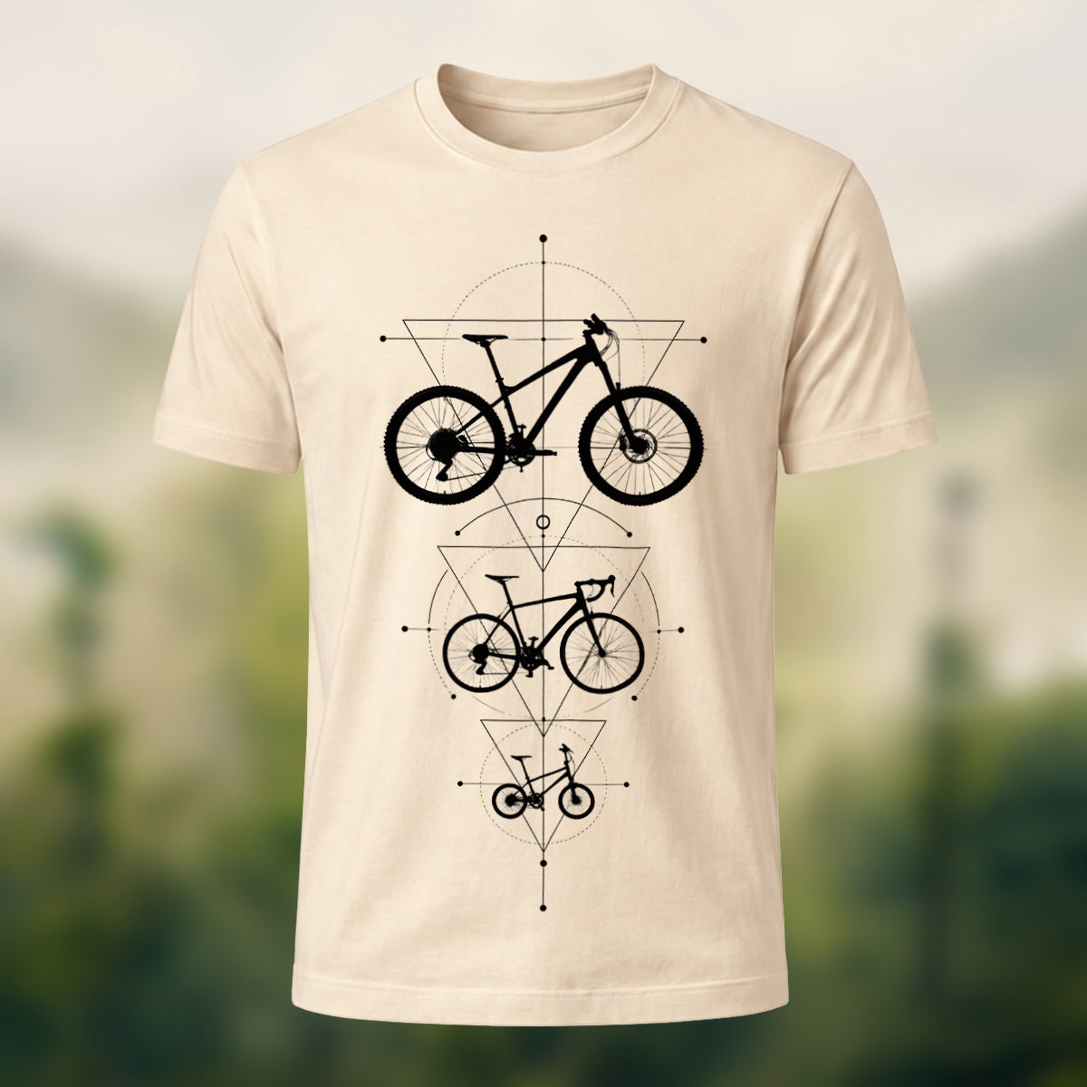 DTG Bicycle Geometry Premium Cotton T-Shirt Beige