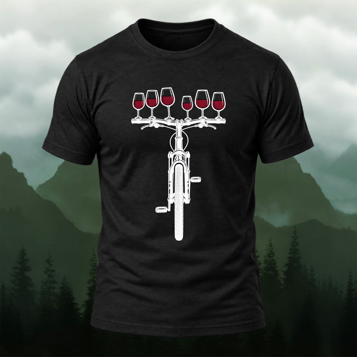 Clean Wine Cycling Soft Cotton T-Shirt Black