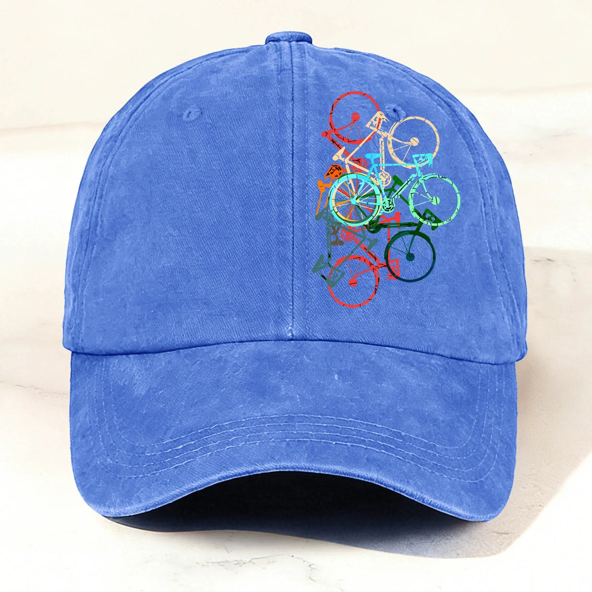 Vintage Colorful Bicycle Baseball Cap Blue