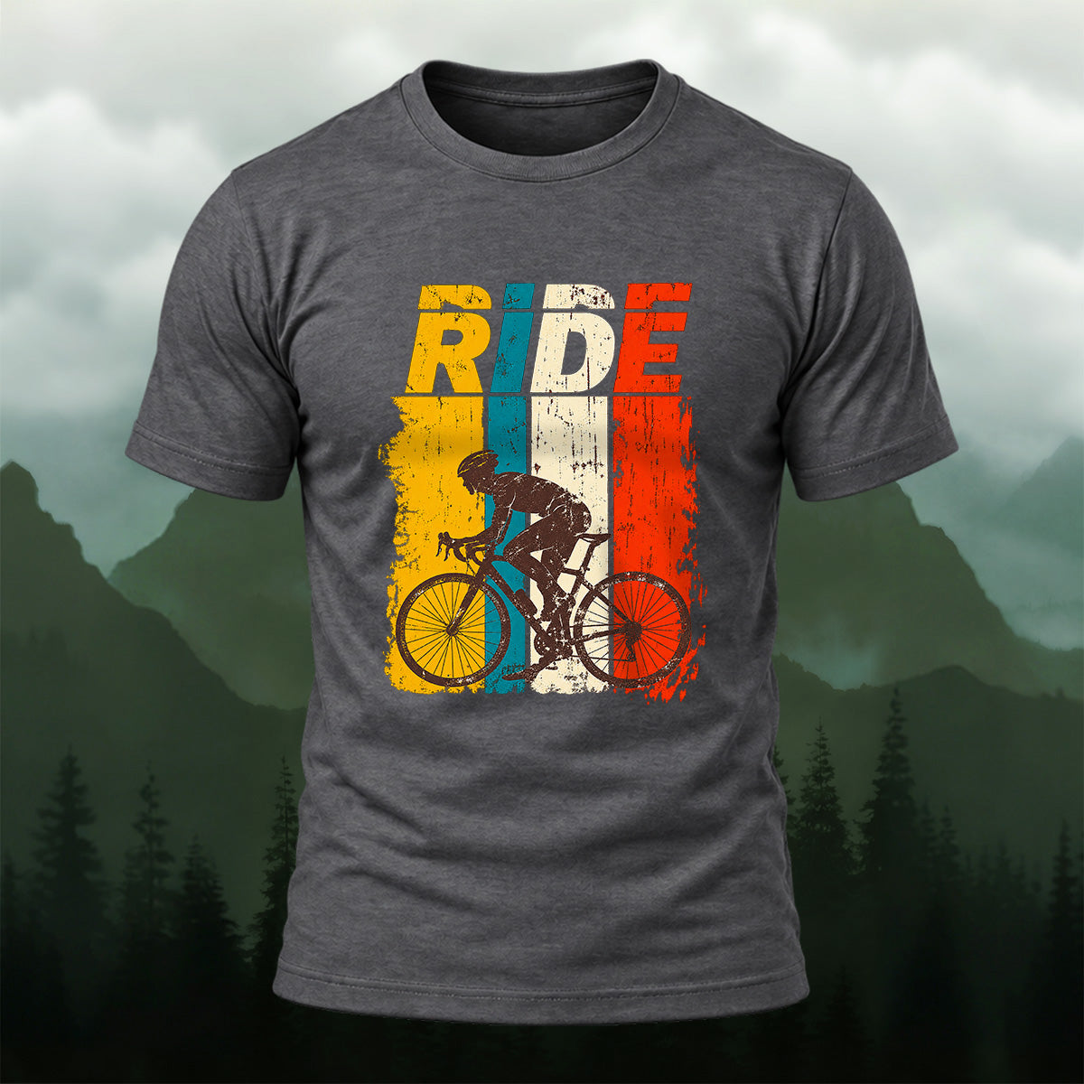 Vintage Sporty Road Cycling Soft Cotton T-Shirt Dkgy