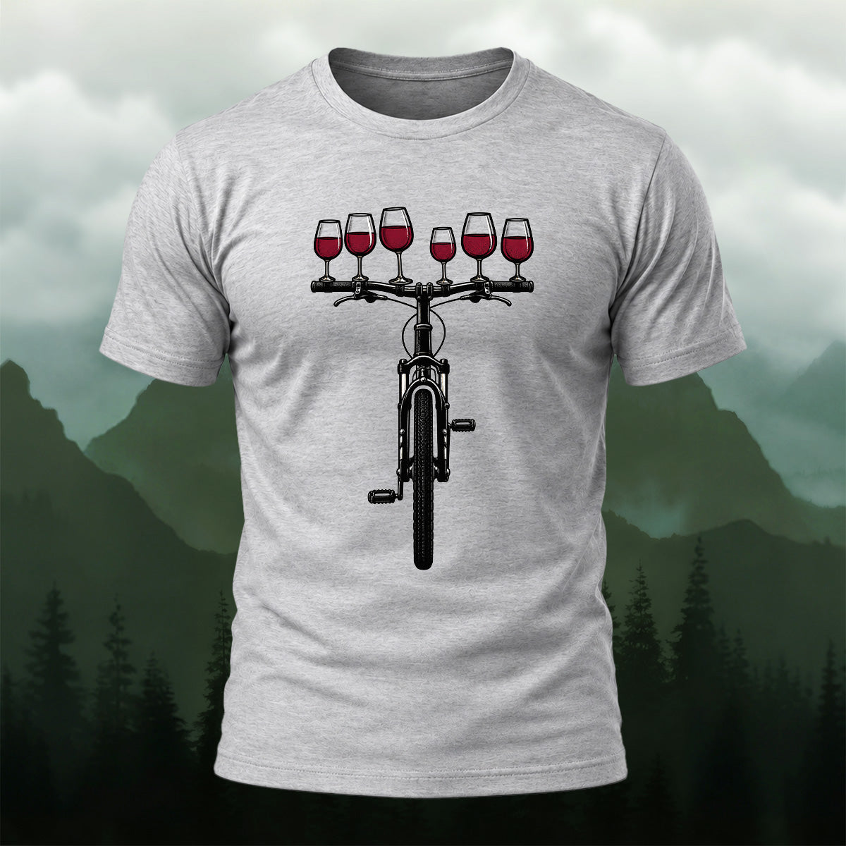 Clean Wine Cycling Soft Cotton T-Shirt Heather Grey