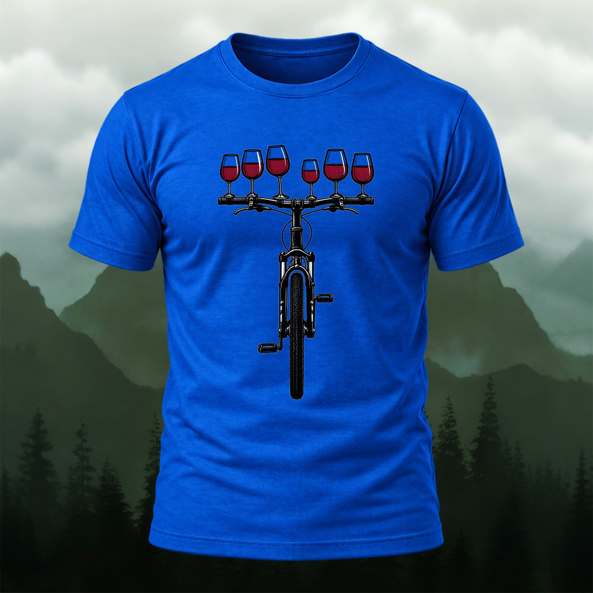 Clean Wine Cycling Soft Cotton T-Shirt Royal Blue