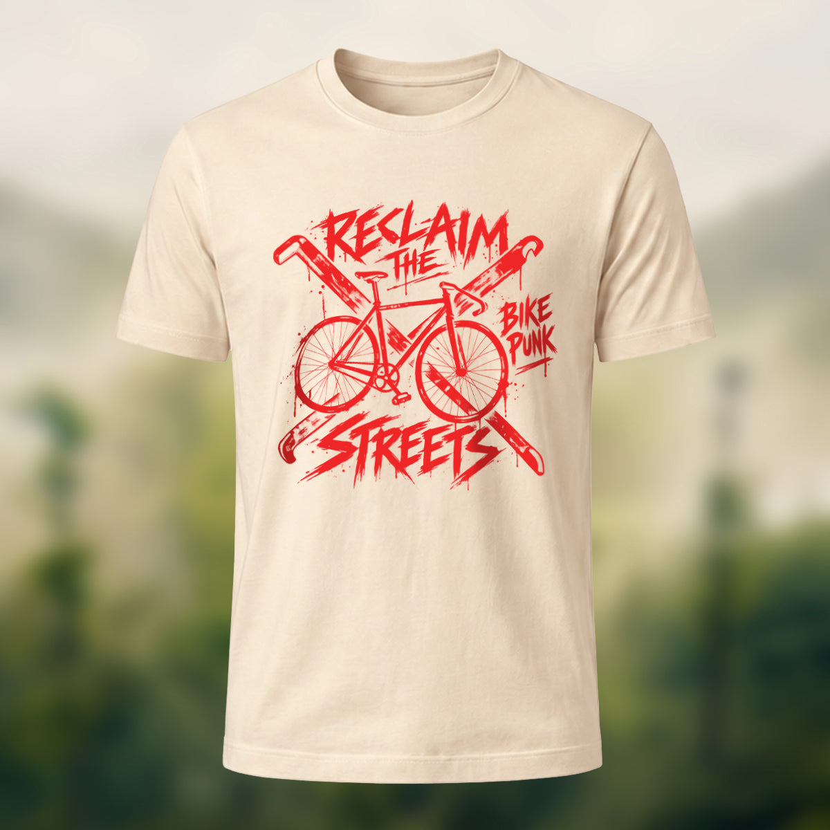 Vintage Punk Cycling Combed Cotton T-Shirt Beige