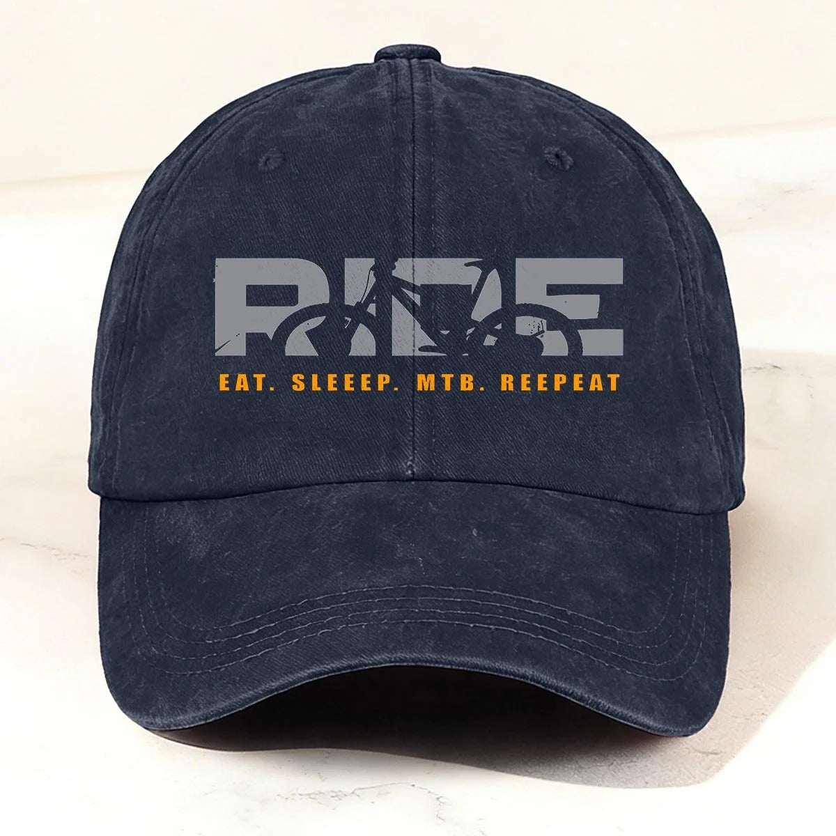Casual MTB Ride Washed Baseball Cap Navy Blue