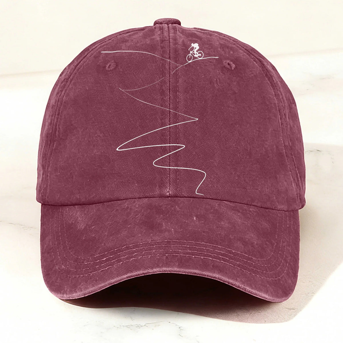 Casual Washed Mountain Biking Baseball Cap Claret