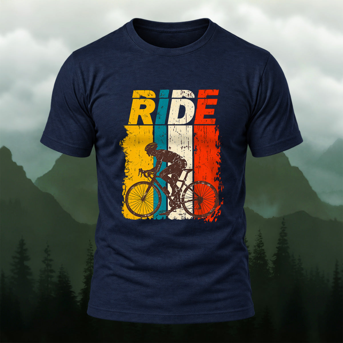 Vintage Sporty Road Cycling Soft Cotton T-Shirt Navy