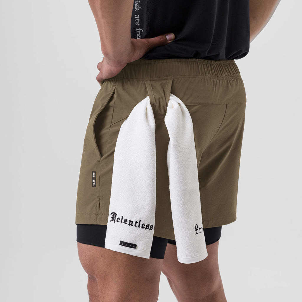 Double Layer Stretch Running Shorts Beige