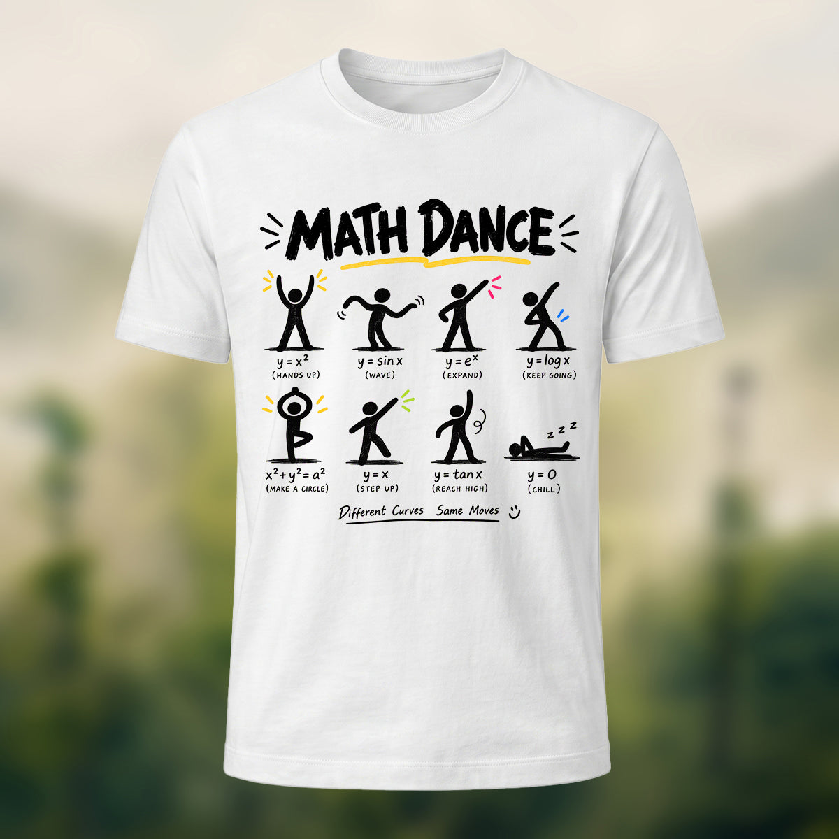Humorous Math Dance Combed Cotton T-Shirt White