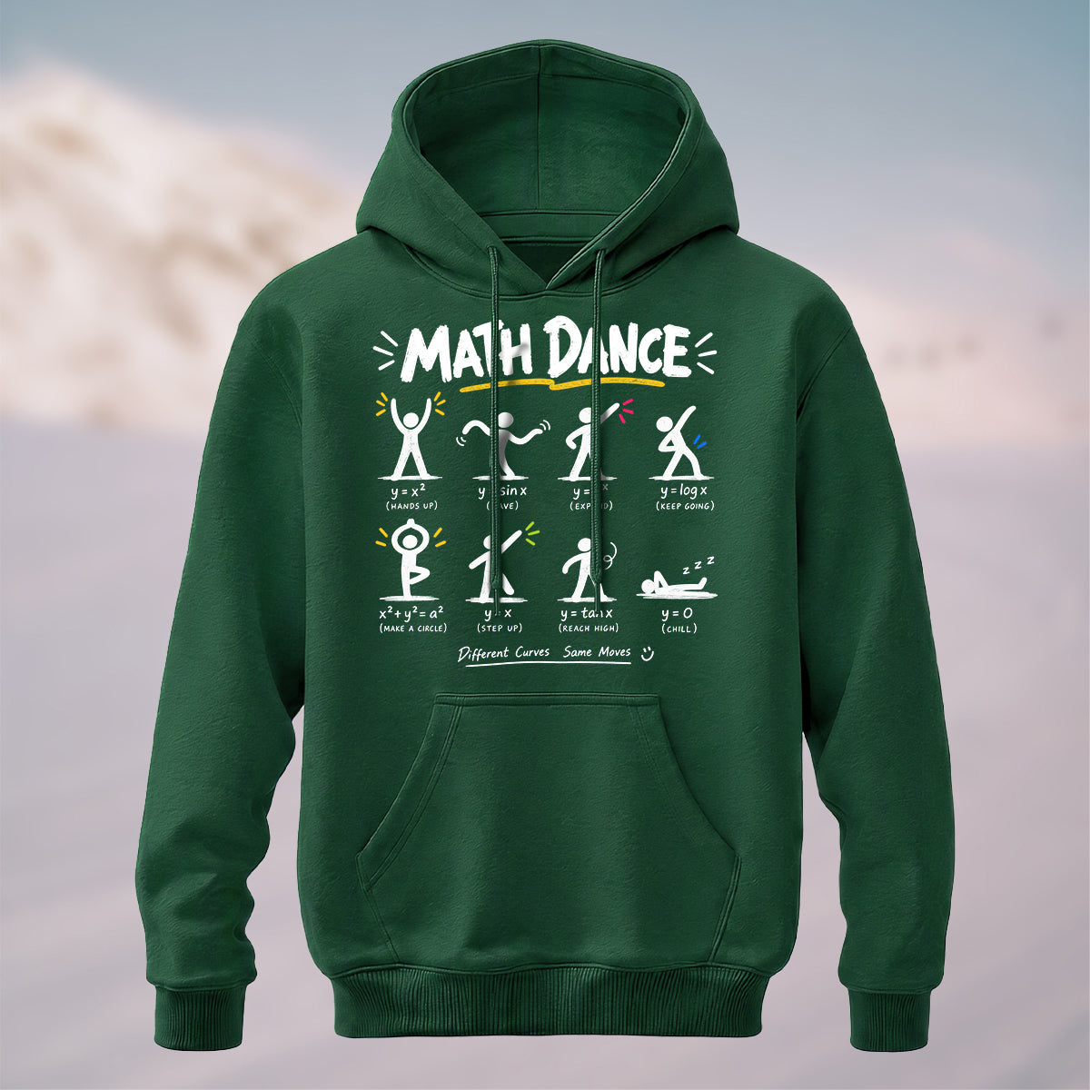 Cotton Made Geeky Math Dance Hoodie Forest Green