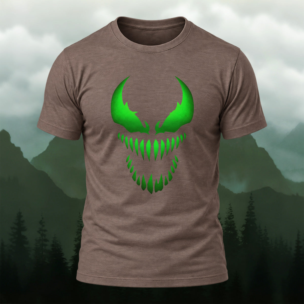 Toxic Dark Monster Face Premium Cotton T-Shirt Coffee