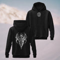 Cotton Made Gothic Skeleton Print Hoodie Black