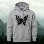 Cotton Made Dark Butterfly Skeleton Print Hoodie Gray