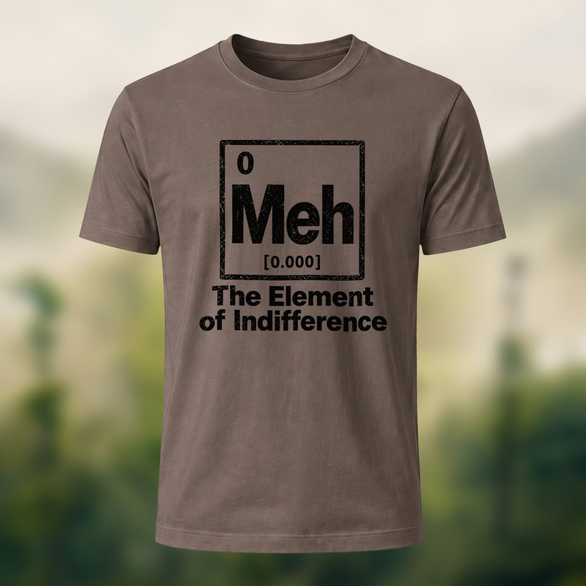 Playful Meh Chemistry Element Soft Cotton T-Shirt Coffee